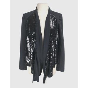 Calvin Klein Womens Open Front Cardigan Sequin Size M Black Long Sleeve  66A